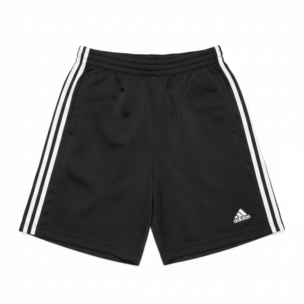 Adidas Men's Black Athletic Shorts with White Stripes